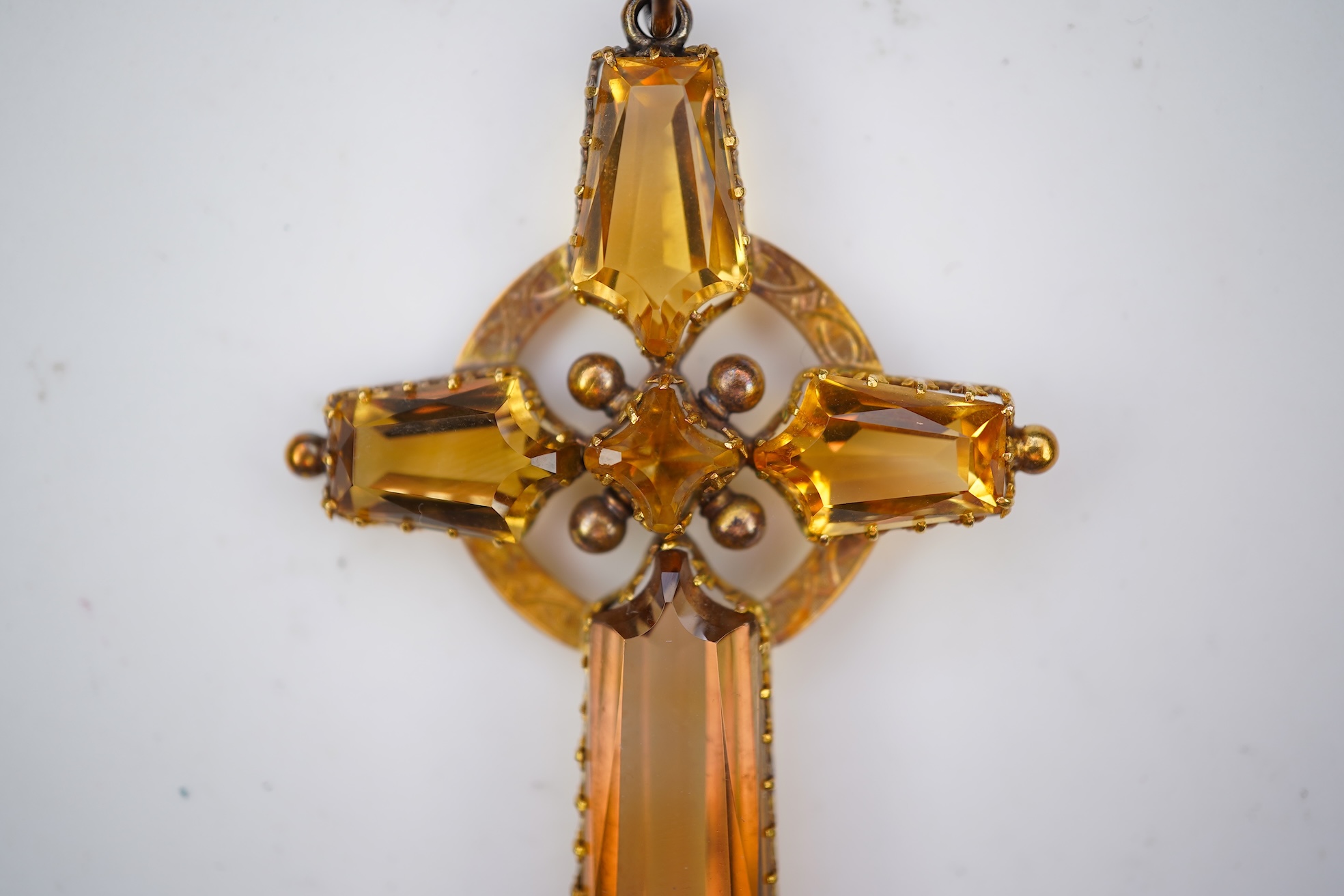 A Victorian gold and citrine pendant, late 19th century